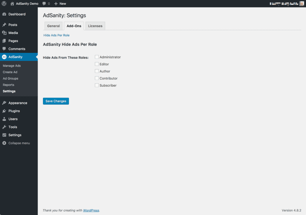 Plugin Release - User Role Ad Visibility Add-On - The AdSanity Plugin